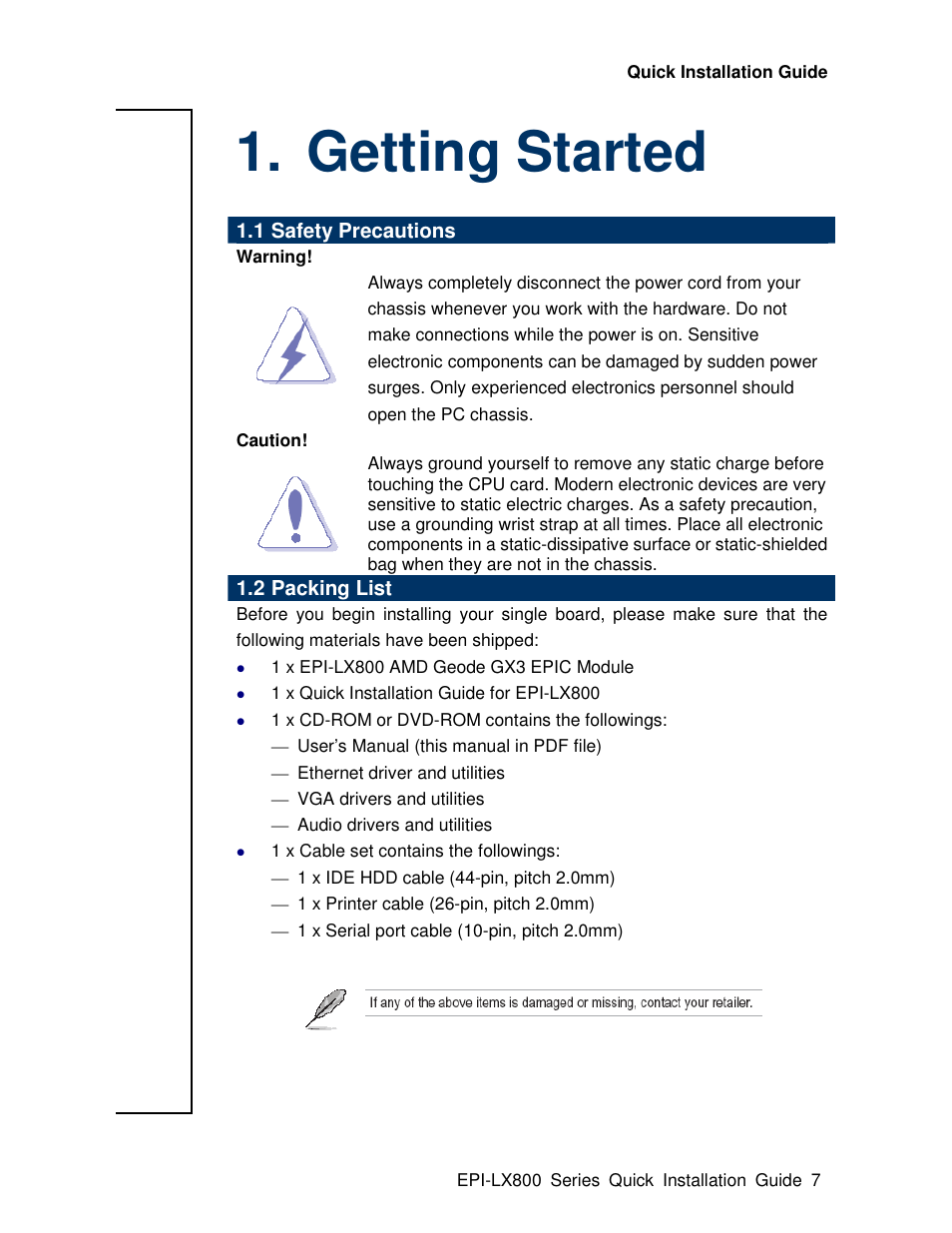 Getting started | Avalue EPI-LX800 User Manual | Page 7 / 24