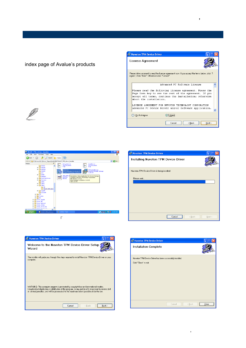 Install nuvoton tpm driver (for intel qm67) | Avalue EPI-QM67 User Manual | Page 83 / 91