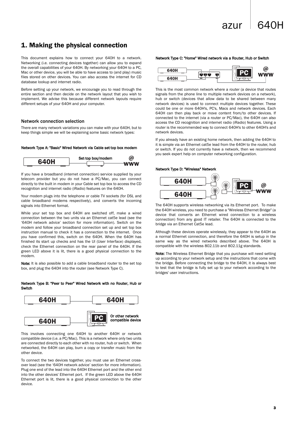 640h azur, Making the physical connection | Cambridge Audio 640H Azur User Manual | Page 3 / 15