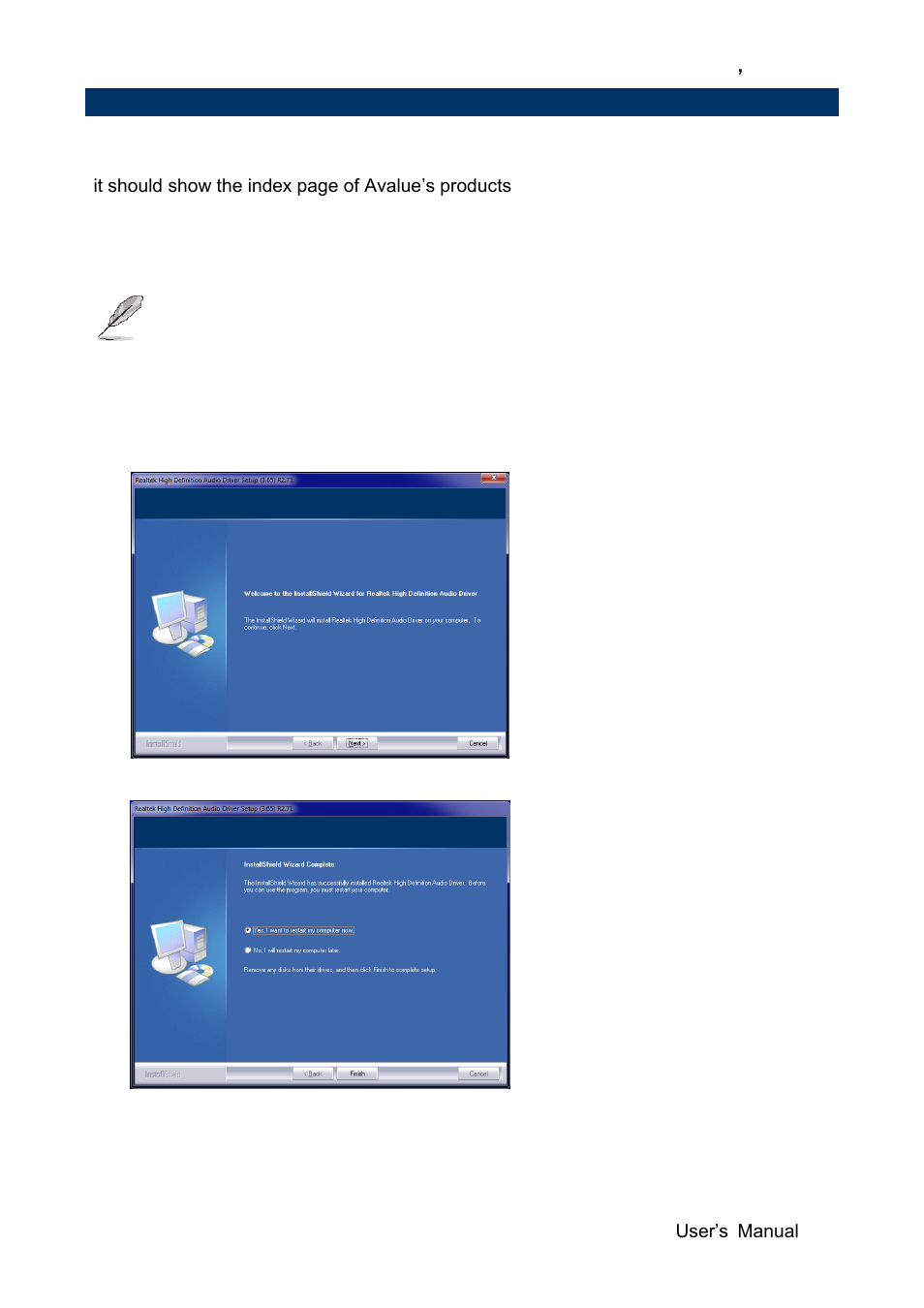 Install audio driver (for realtek alc892) | Avalue EBM-QM87U User Manual | Page 71 / 75
