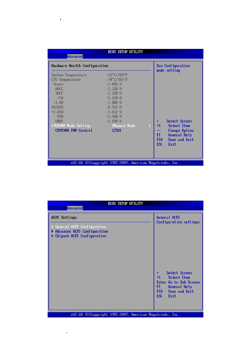 Hardware health configuration, Acpi settings | Avalue EBM-PNV User Manual | Page 50 / 79