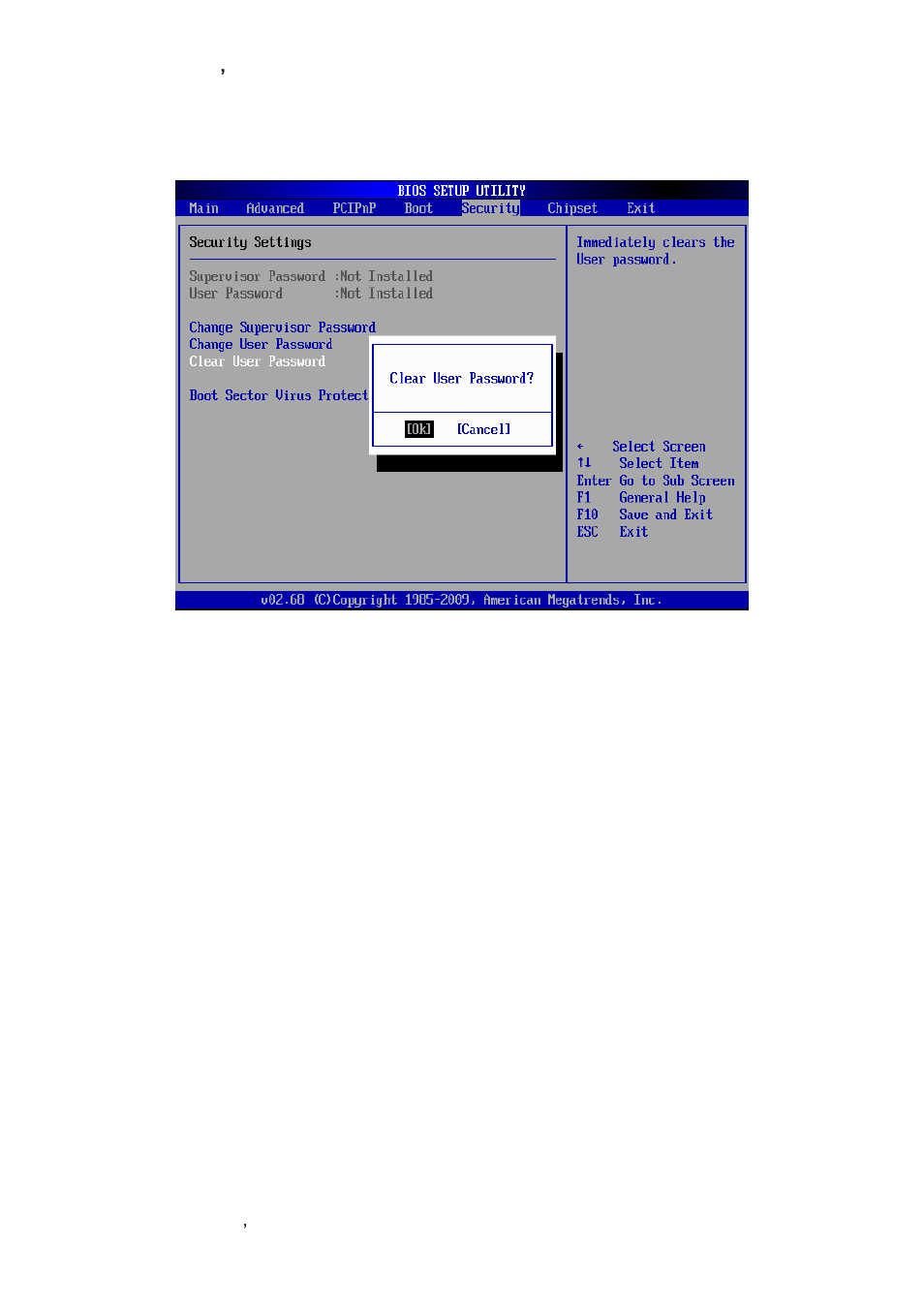 Clear user password, Boot sector virus protection | Avalue EBM-PNV User Manual | Page 62 / 79