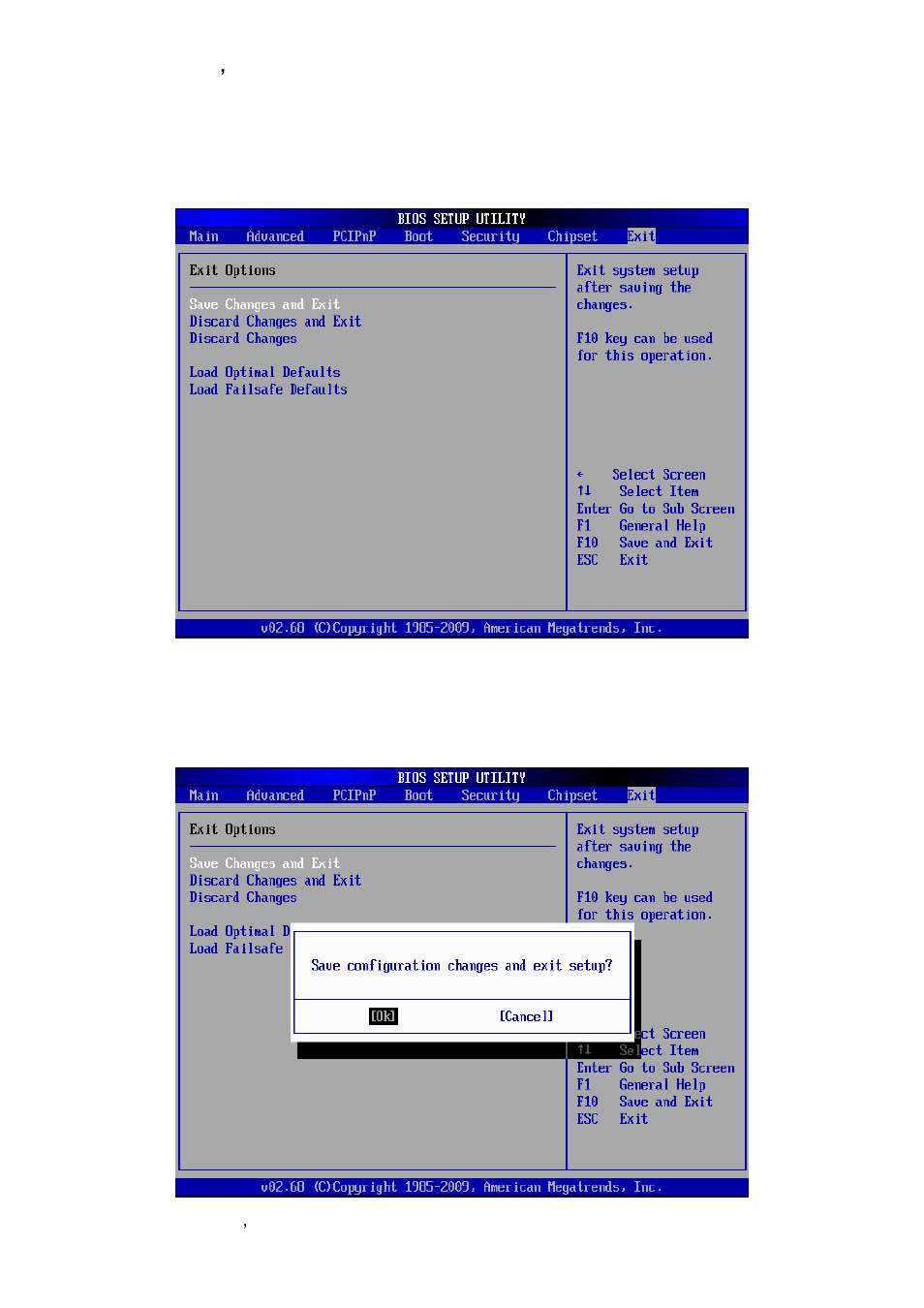 Exit options, Save changes and exit | Avalue EBM-PNV User Manual | Page 68 / 79