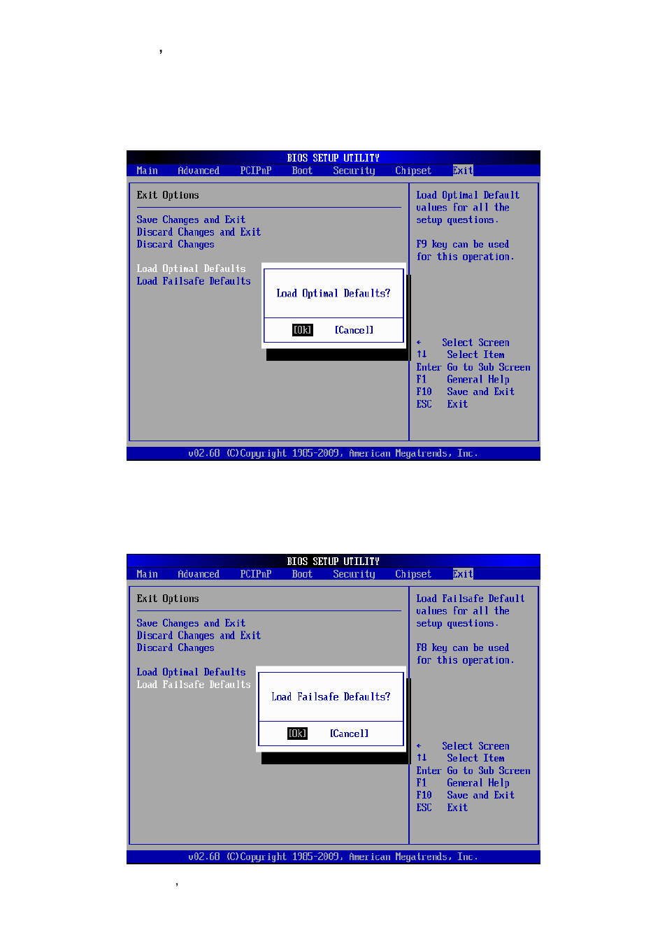Load optimal defaults, Load failsafe defaults | Avalue EBM-PNV User Manual | Page 70 / 79