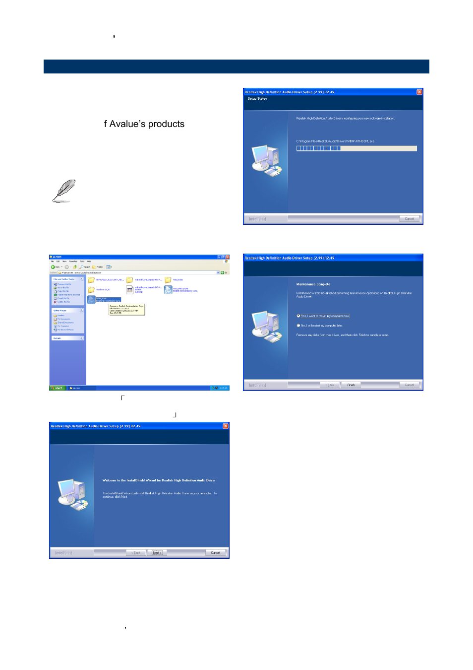 Install audio driver (for realtek alc888) | Avalue EBM-PNV User Manual | Page 74 / 79