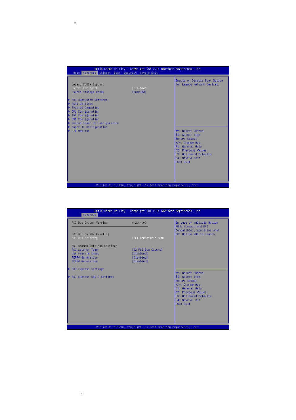 Advanced bios settings, Pci subsystem settings | Avalue EBM-A50M User Manual | Page 44 / 79