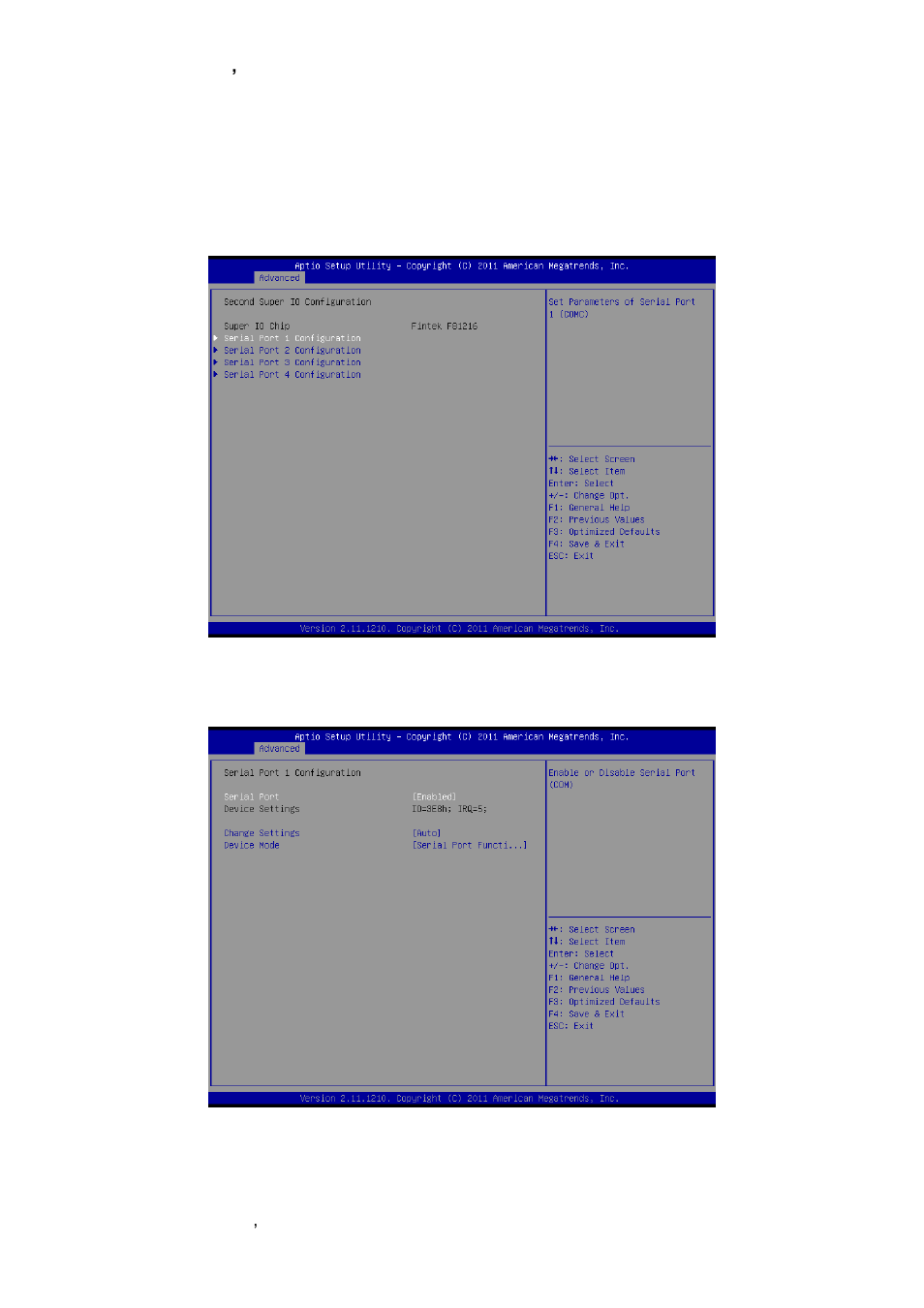 Second super io configuration, 1 serial port 1 configuration | Avalue EBM-A50M User Manual | Page 54 / 79