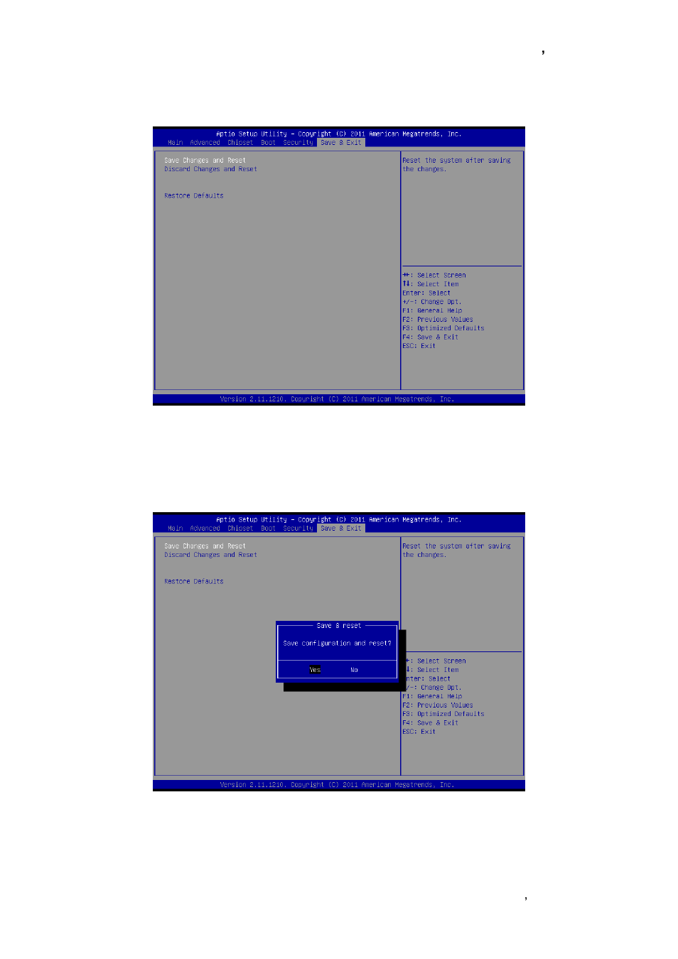 Save & exit, Save changes and reset | Avalue EBM-A50M User Manual | Page 71 / 79