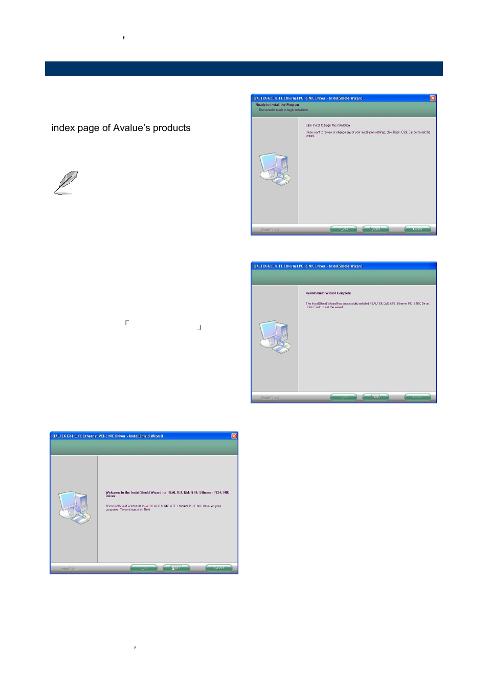 Install ethernet driver (for realtek 8111e) | Avalue EBM-A50M User Manual | Page 76 / 79