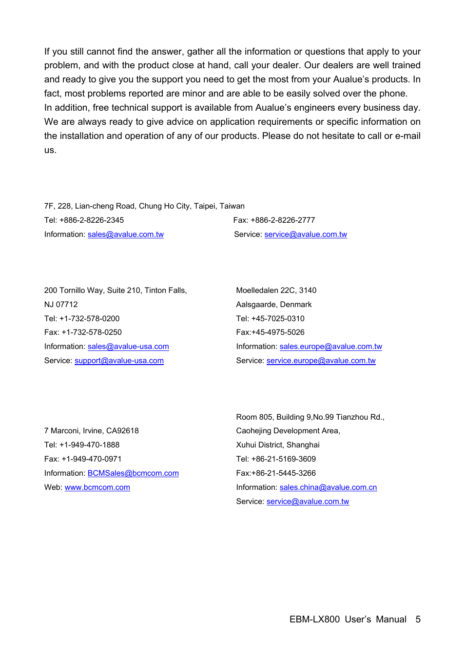 Avalue EBM-LX800 User Manual | Page 5 / 106