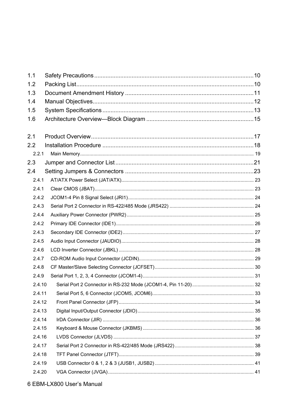 Avalue EBM-LX800 User Manual | Page 6 / 106
