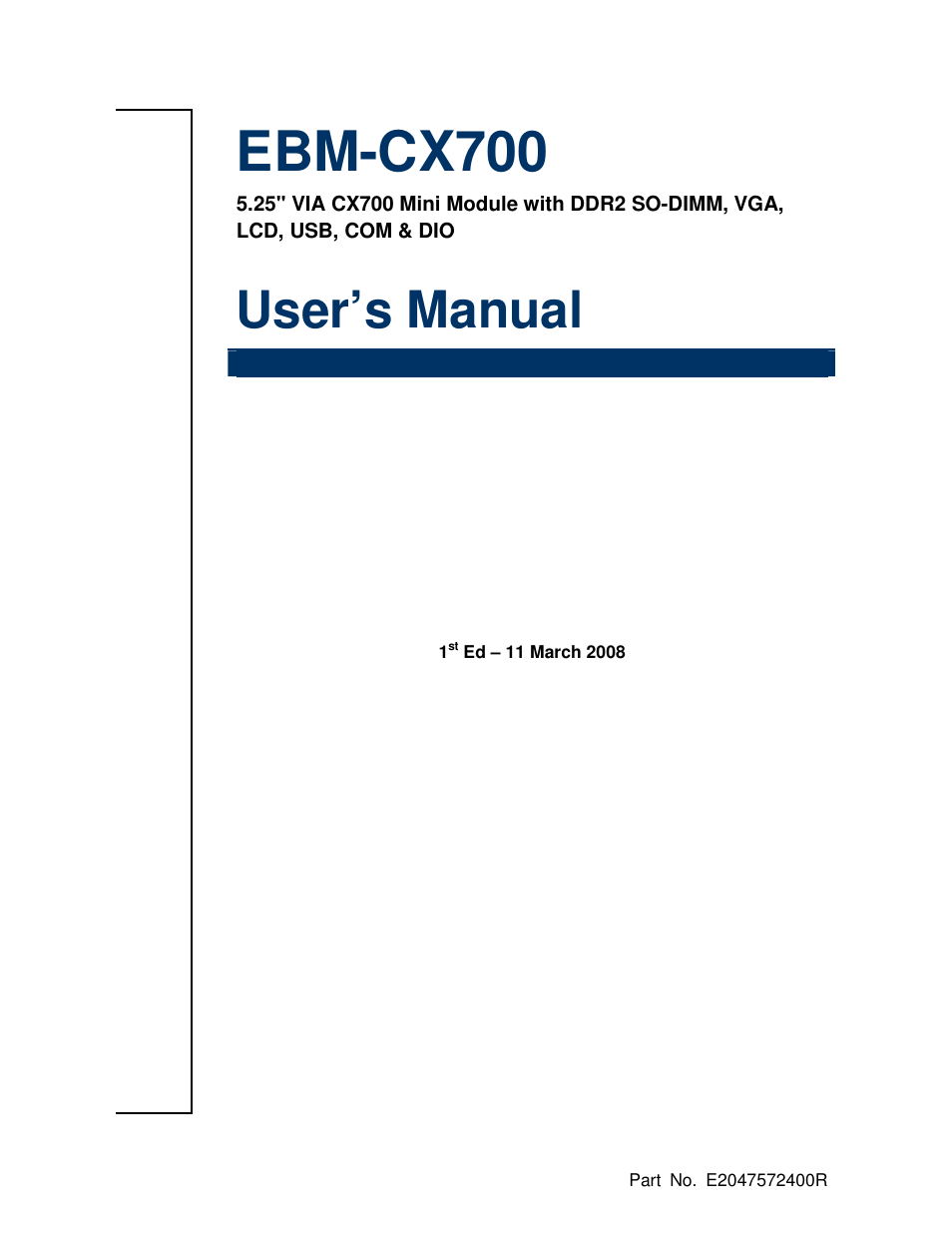 Avalue EBM-CX700 User Manual | 99 pages