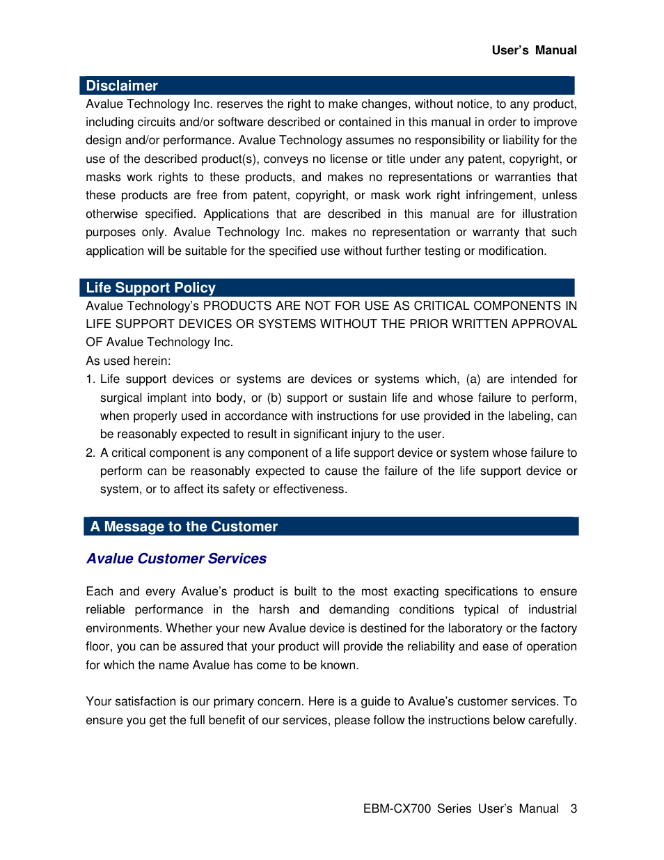 Avalue EBM-CX700 User Manual | Page 3 / 99