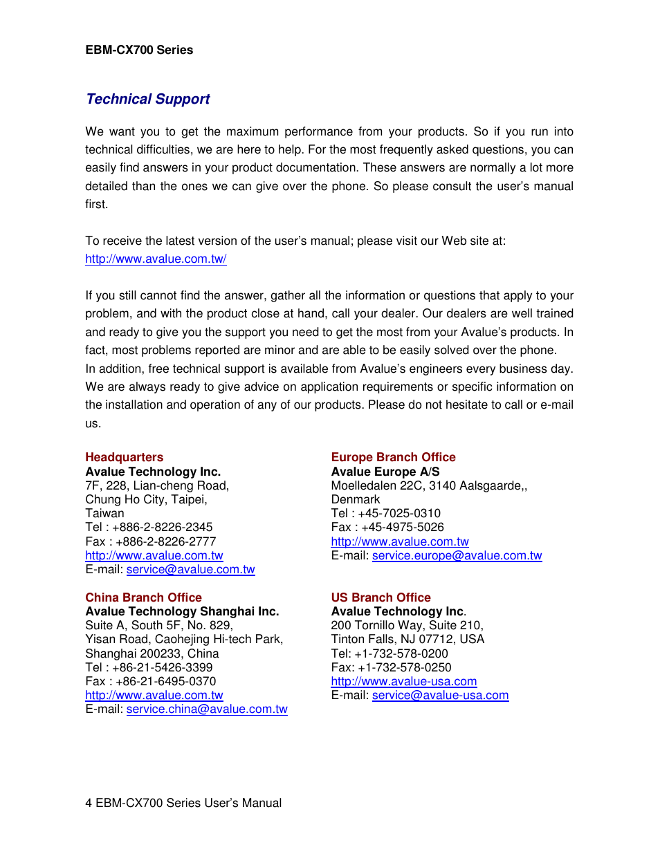 Avalue EBM-CX700 User Manual | Page 4 / 99