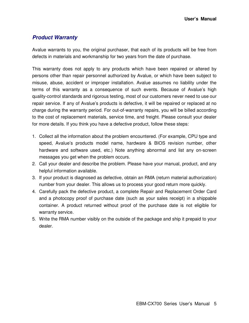 Avalue EBM-CX700 User Manual | Page 5 / 99