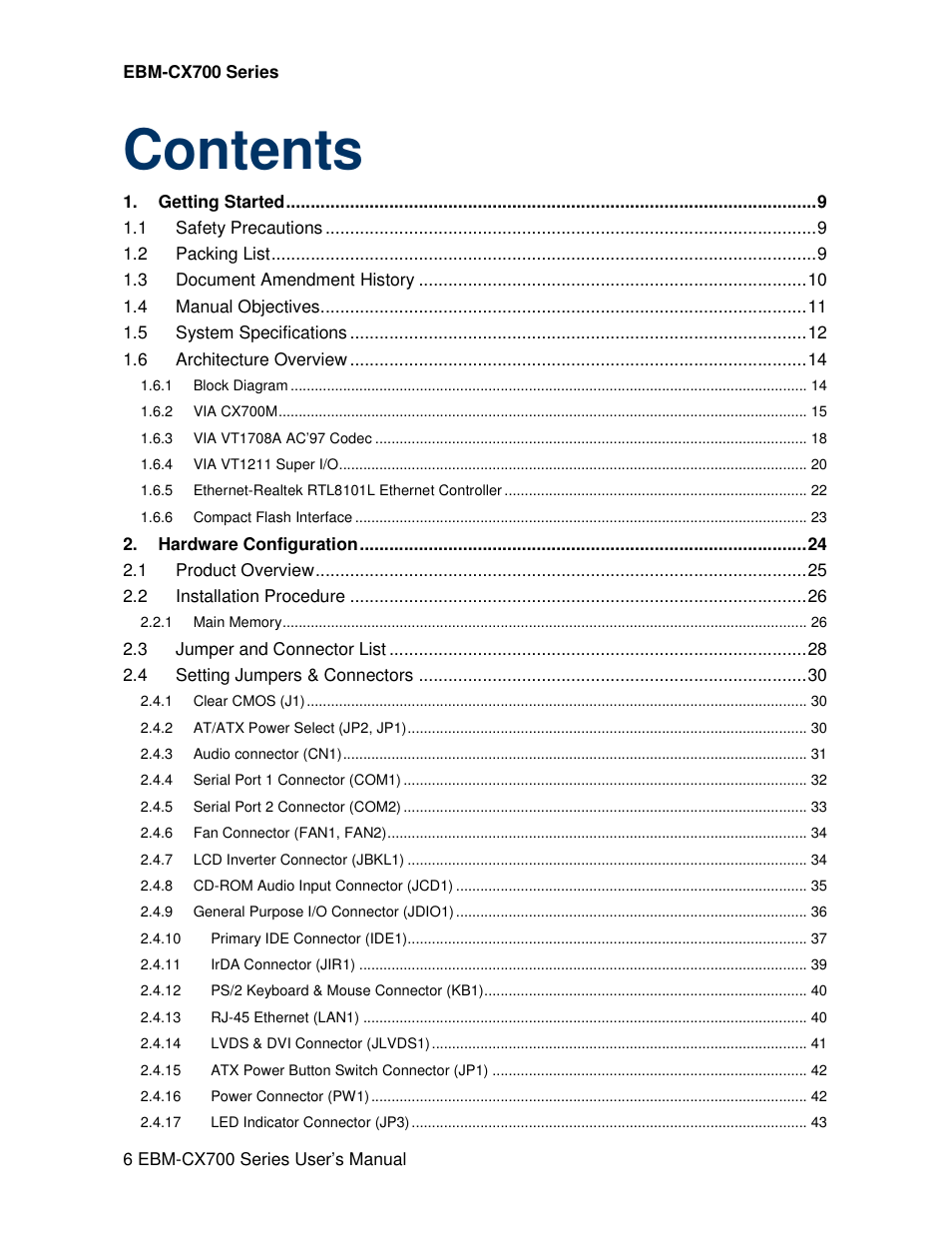 Avalue EBM-CX700 User Manual | Page 6 / 99