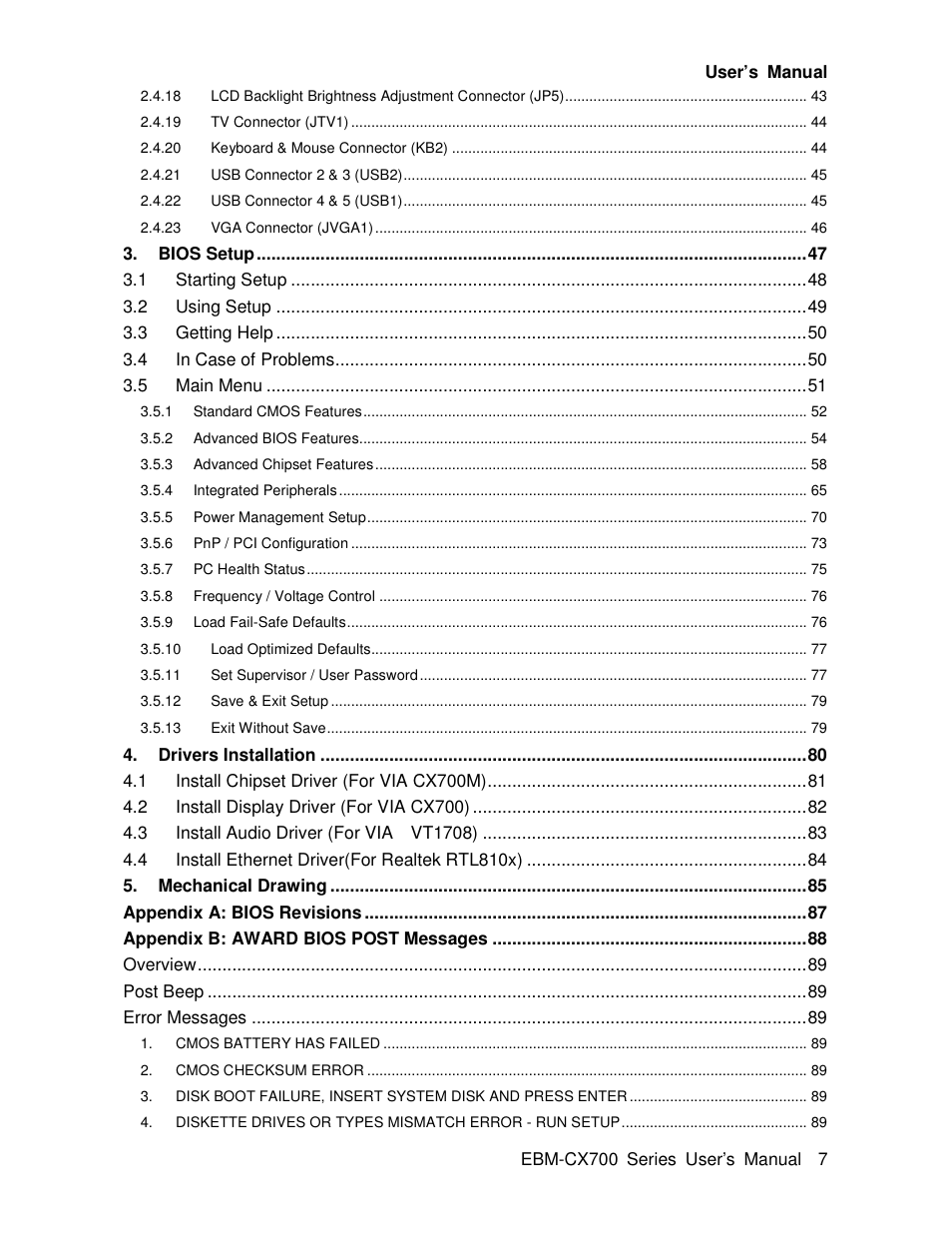 Avalue EBM-CX700 User Manual | Page 7 / 99