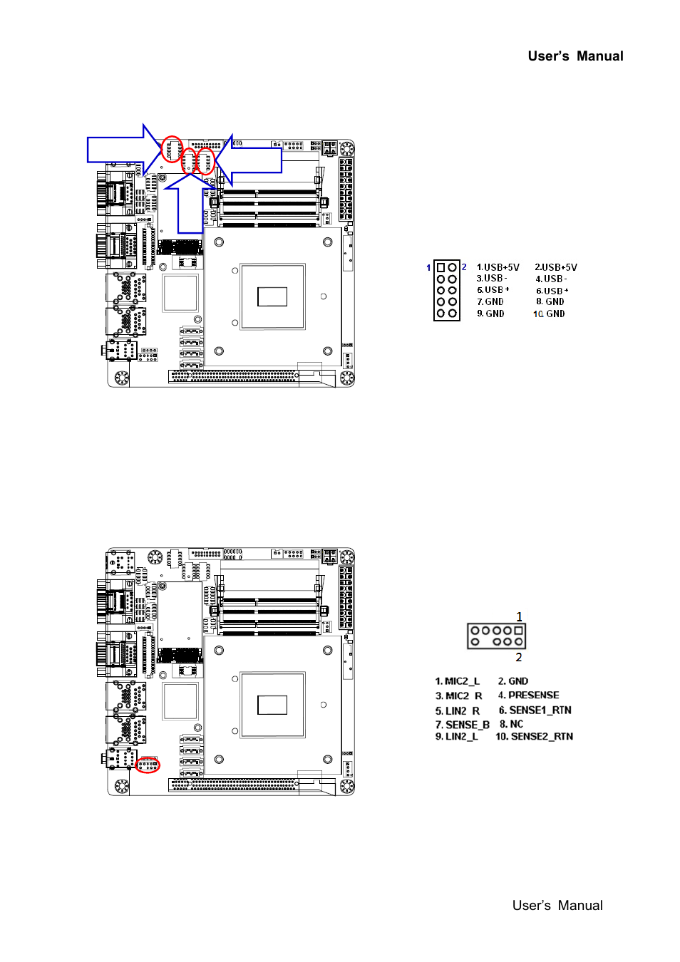 18 front usb headers (usb56, usb78, usb910), 19 front panel audio connector (fp_audio1) | Avalue EMX-Q87R User Manual | Page 39 / 77