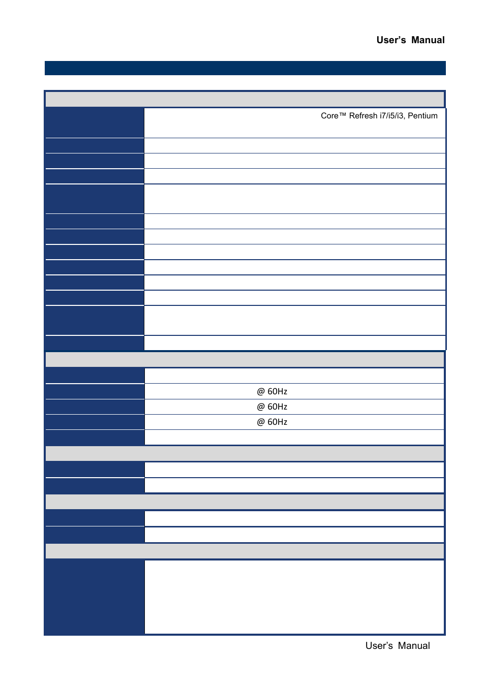 System specifications, 4 system specifications, 60hz | Avalue EMX-Q87R User Manual | Page 9 / 77