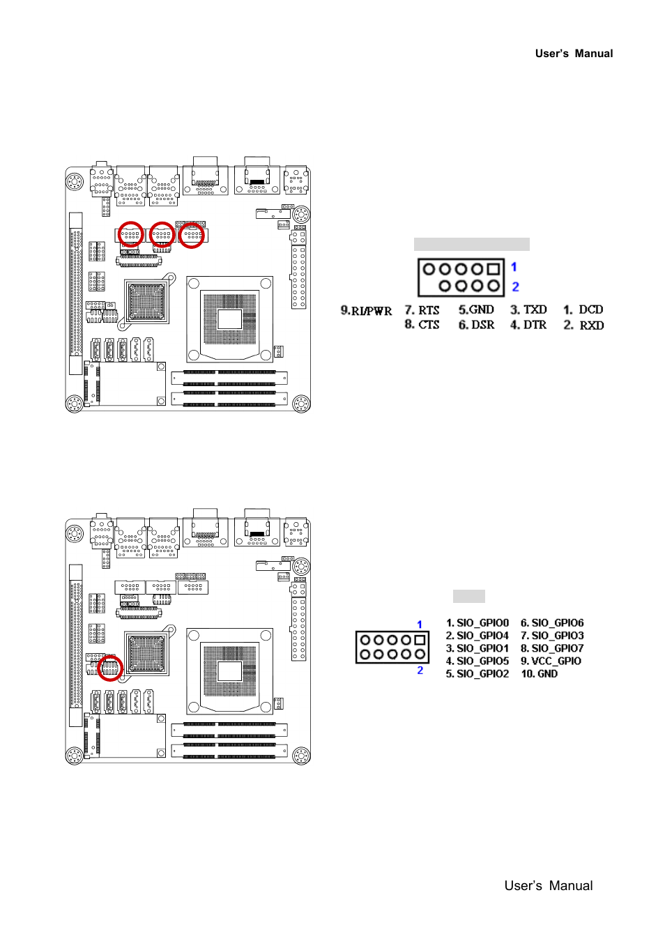 Serial port connectors (com3, com4, com5), Gpio connector (jgpio) | Avalue EMX-QM67 User Manual | Page 41 / 102