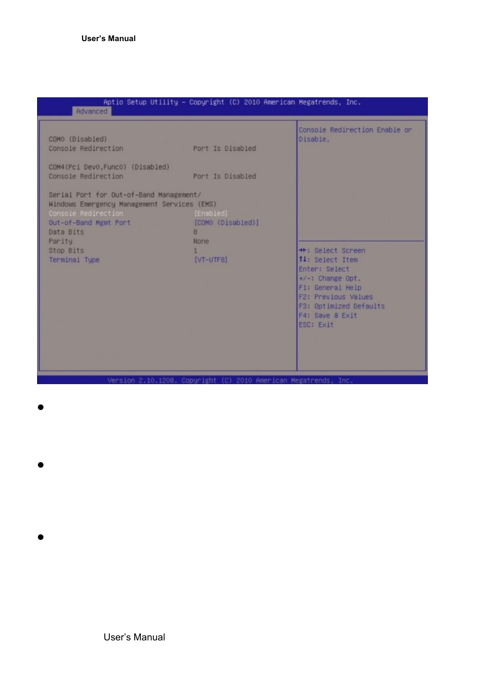 Serial port console redirection | Avalue EMX-QM67 User Manual | Page 78 / 102