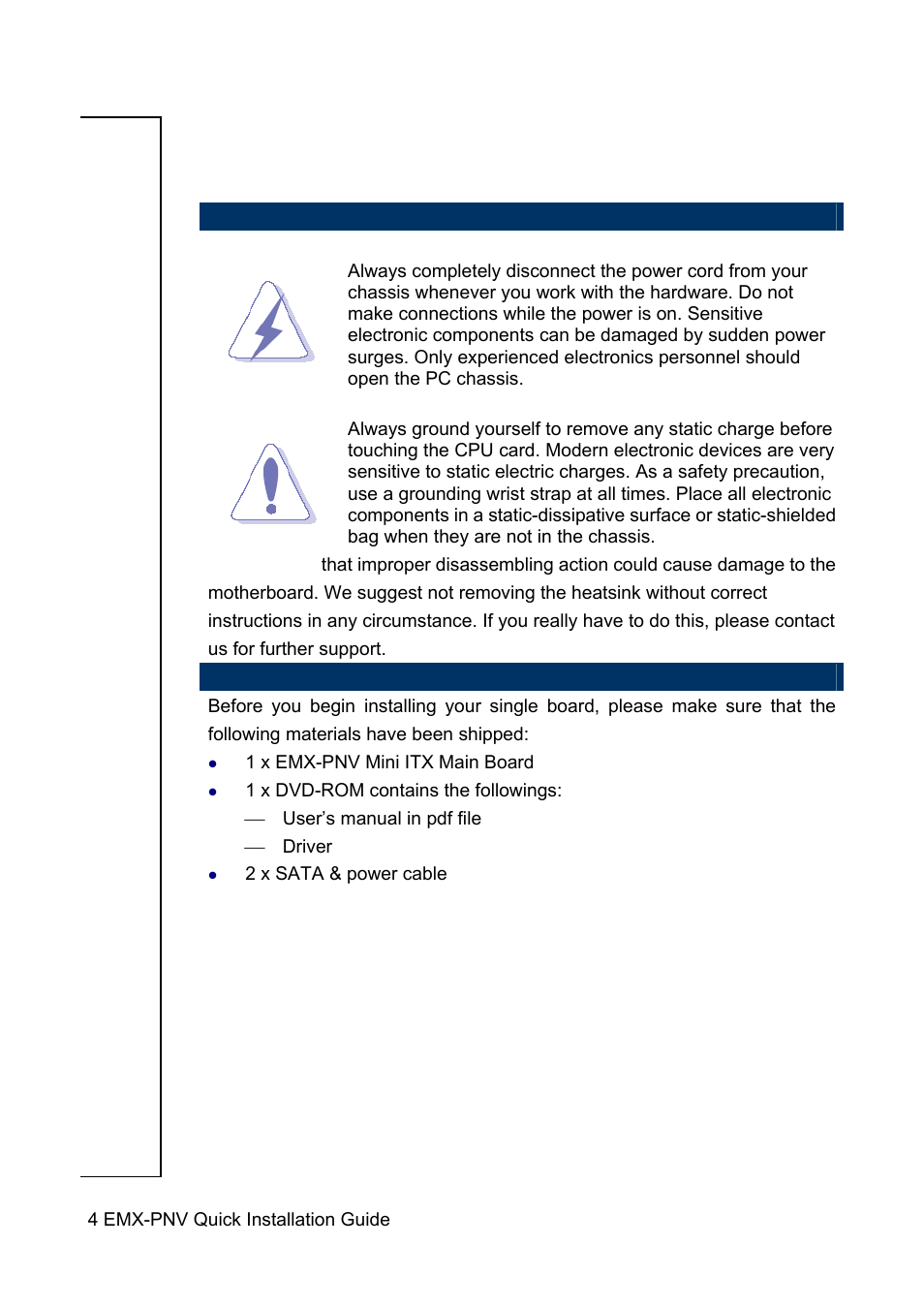 Getting started | Avalue EMX-PNV User Manual | Page 4 / 20