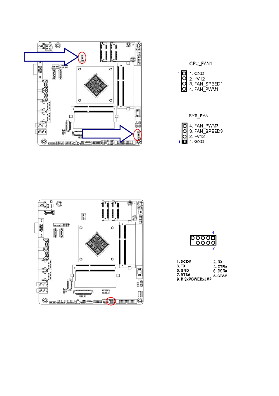 Fan connector (cpu_fan1, sys_fan1), Serial port connector (com1) | Avalue MX1900J User Manual | Page 11 / 20