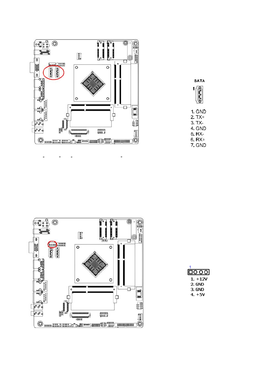 Sata 3.0 ports (sata1, sata2), Sata power header (satapw1) | Avalue MX1900J User Manual | Page 13 / 20