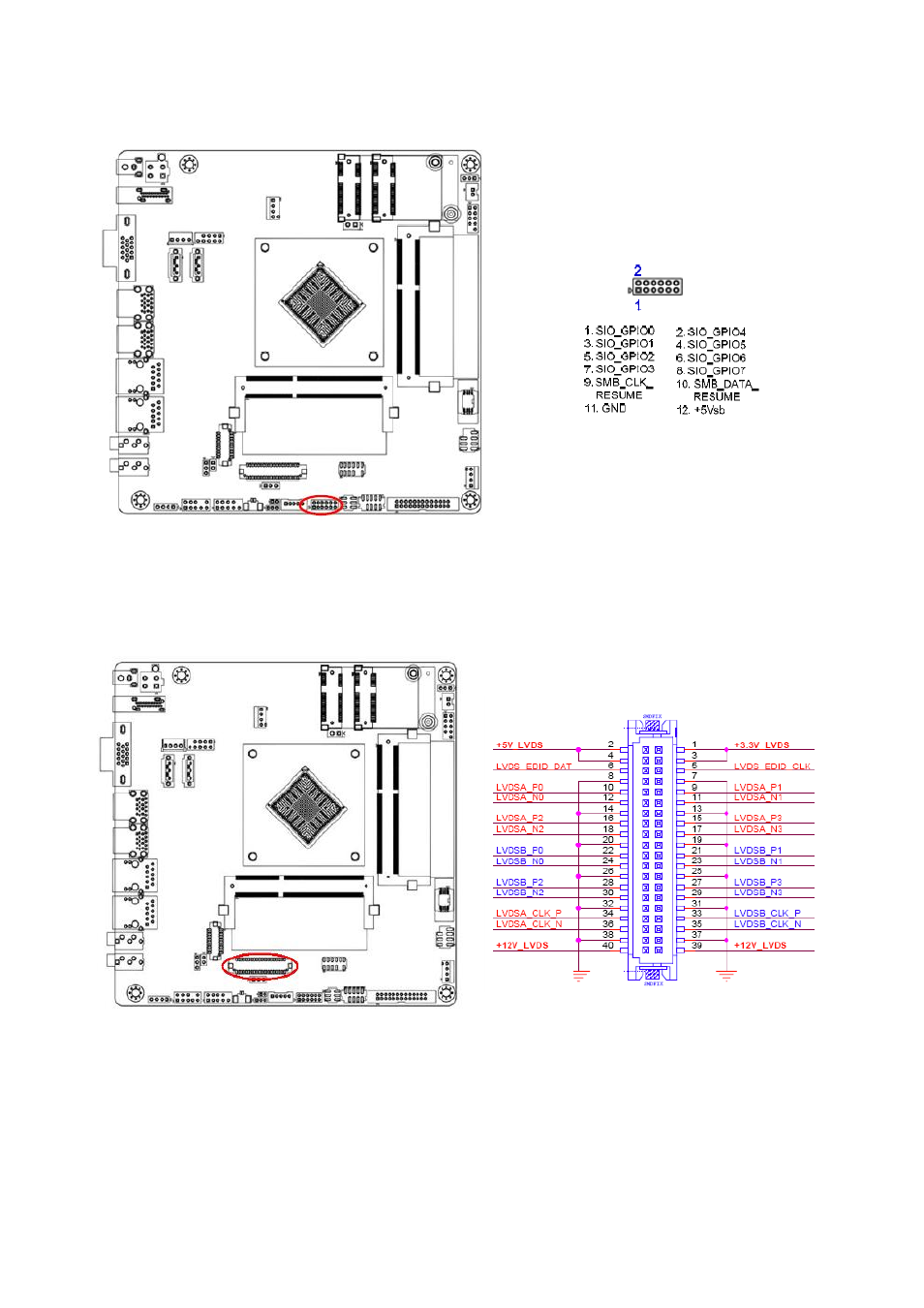 Digital i/o connector (jdio1), Lvds panel connector (jlvds1) | Avalue MX1900J User Manual | Page 16 / 20
