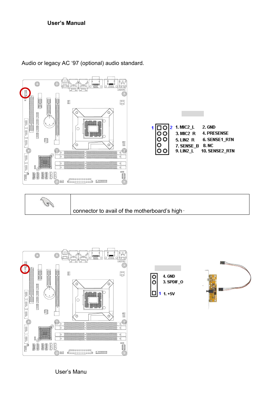 Audio mic.-in & line-out connector (fpaaud1), Digital audio connector (spdif_out) | Avalue ERX-Q67 User Manual | Page 44 / 93