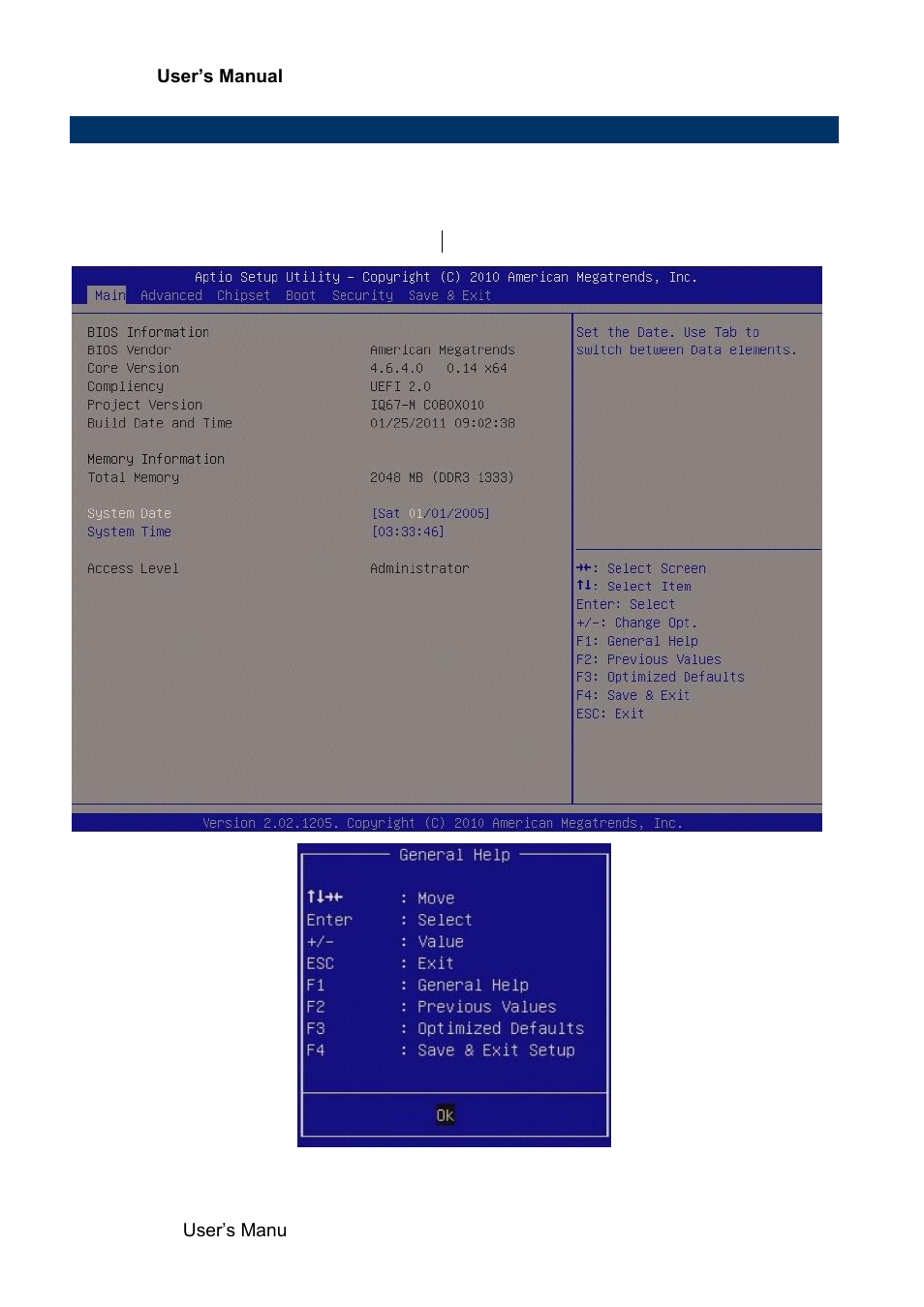 Bios setup | Avalue ERX-Q67 User Manual | Page 52 / 93