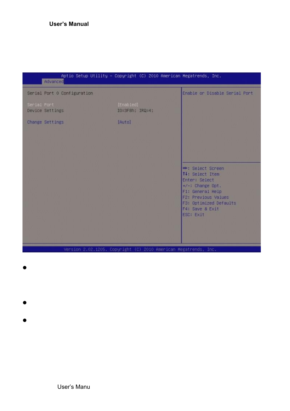 Serial port 0 configuration | Avalue ERX-Q67 User Manual | Page 68 / 93