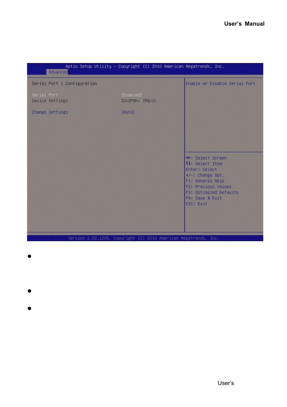 Serial port 1 configuration | Avalue ERX-Q67 User Manual | Page 69 / 93
