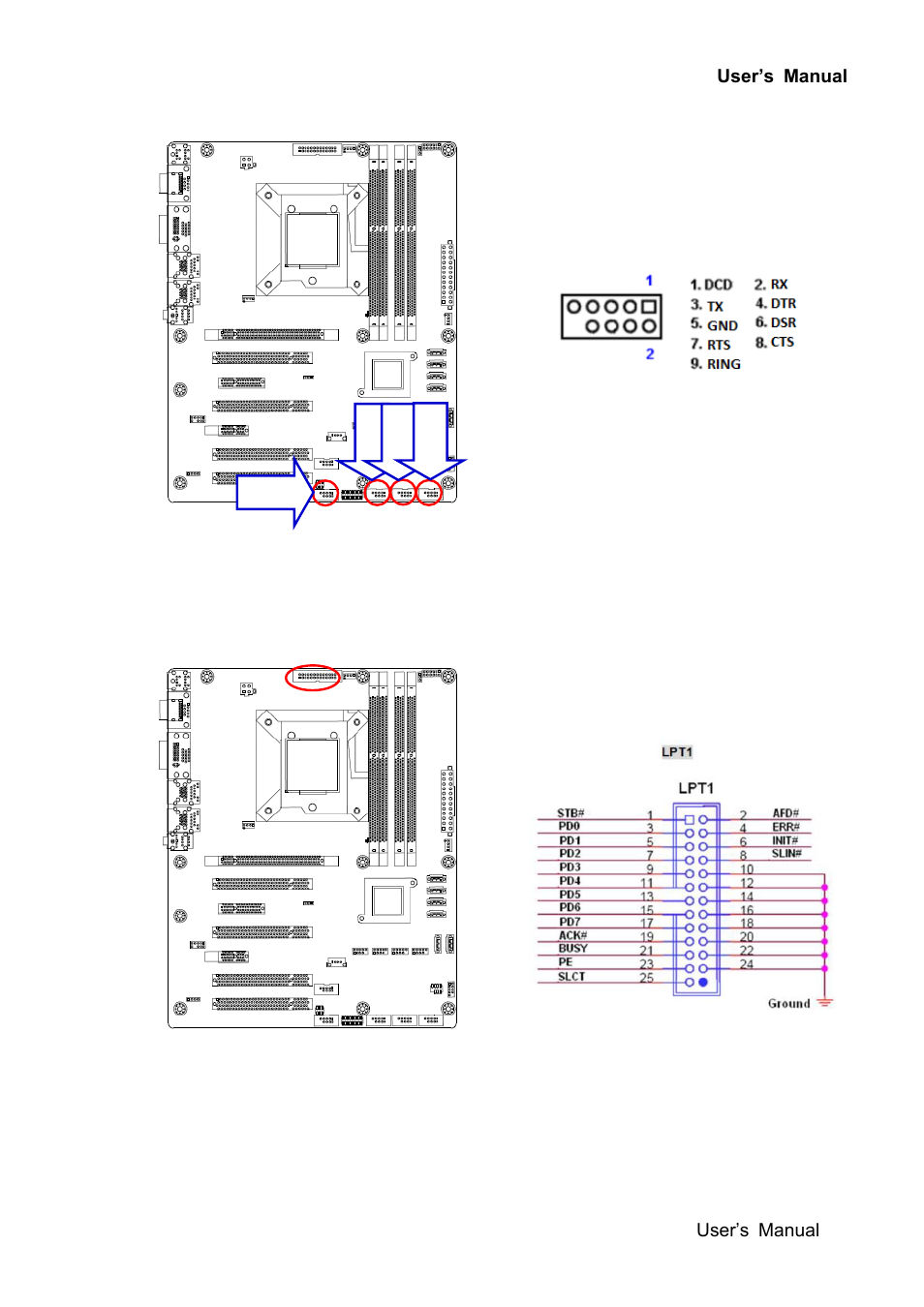 9 serial port 3~6 connectors (com3~6), 10 lpt port connector (lpt1) | Avalue EAX-Q87R User Manual | Page 35 / 82