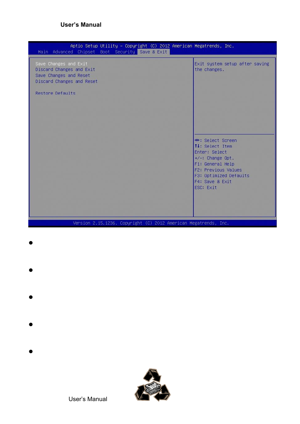 6 save & exit | Avalue EAX-Q87R User Manual | Page 82 / 82