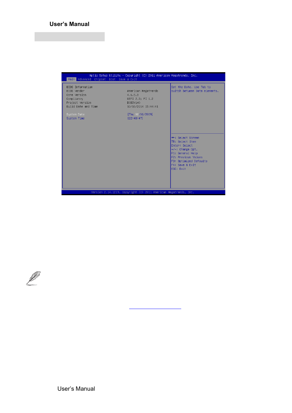 2 bios menu screen | Avalue EAX-Q67 User Manual | Page 44 / 81