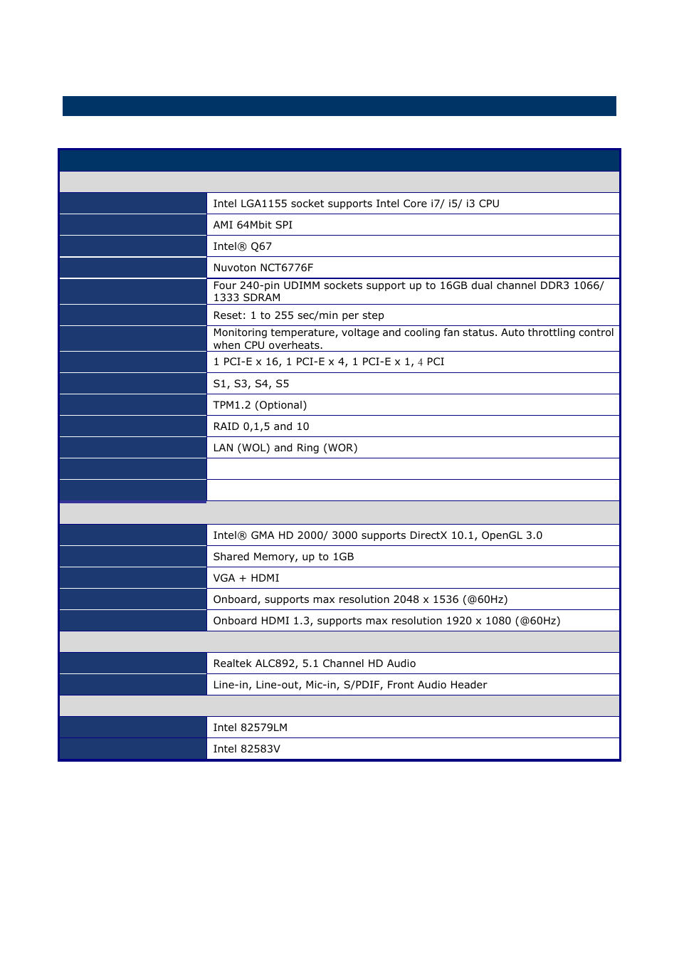 Product specifications, 2 product specifications, Specifications | Quick installation guide | Avalue EAX-Q67 User Manual | Page 9 / 11
