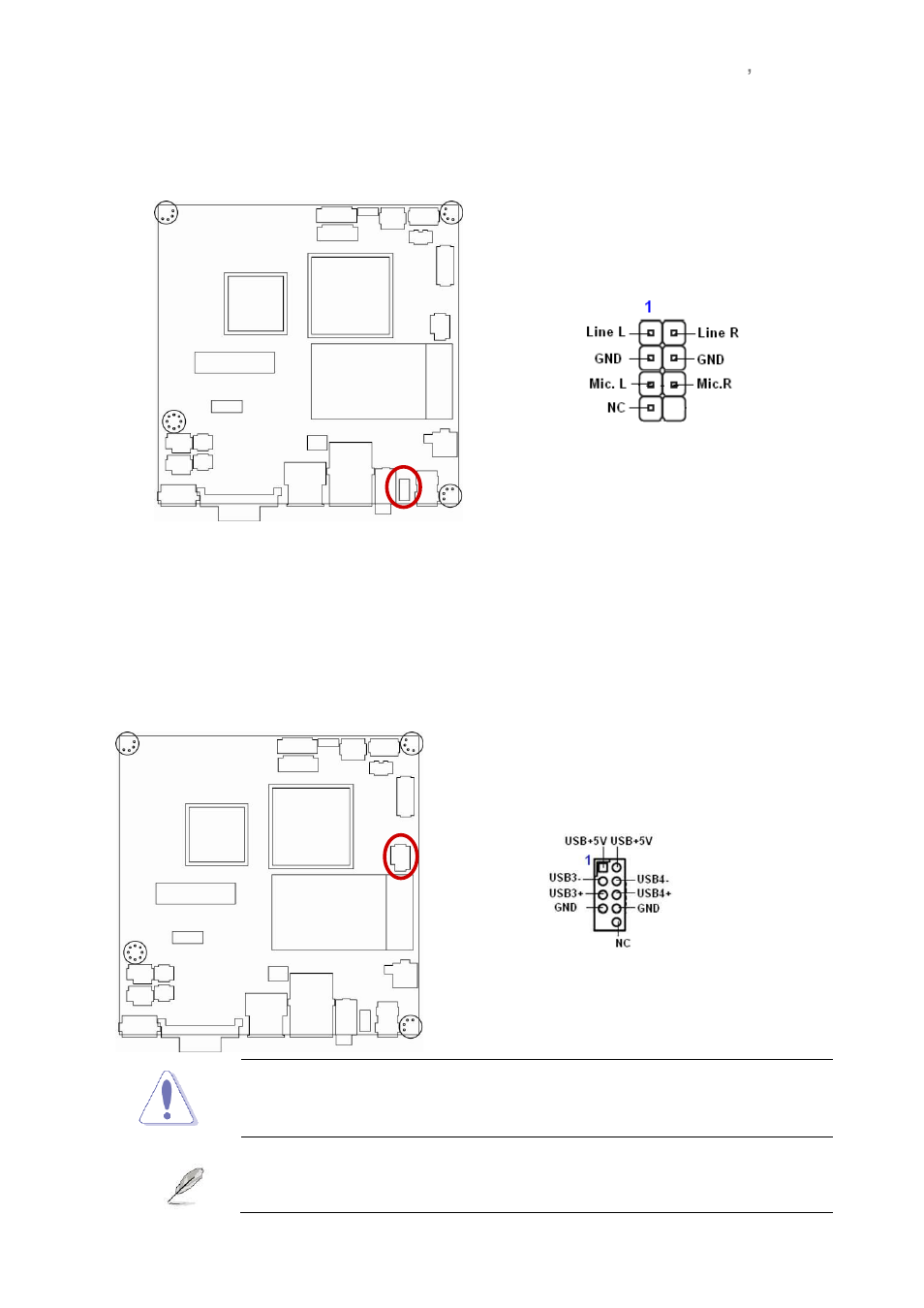 Mic-in & line-in connector (jaudio1), Usb 3&4 connector (usb2) | Avalue ENX-PNV User Manual | Page 27 / 58