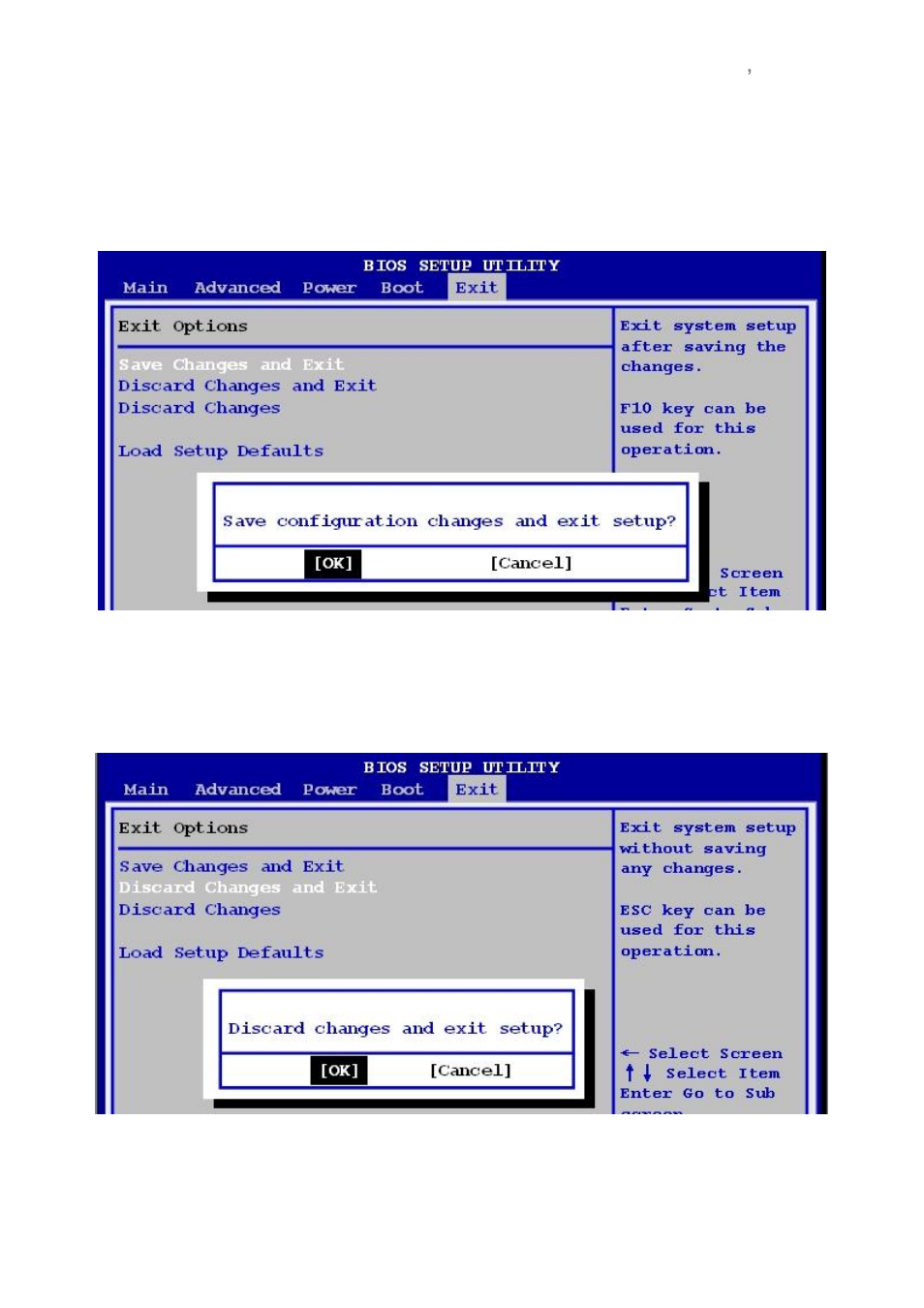 Save changes and exit, Discard changes and exit | Avalue ENX-PNV User Manual | Page 57 / 58