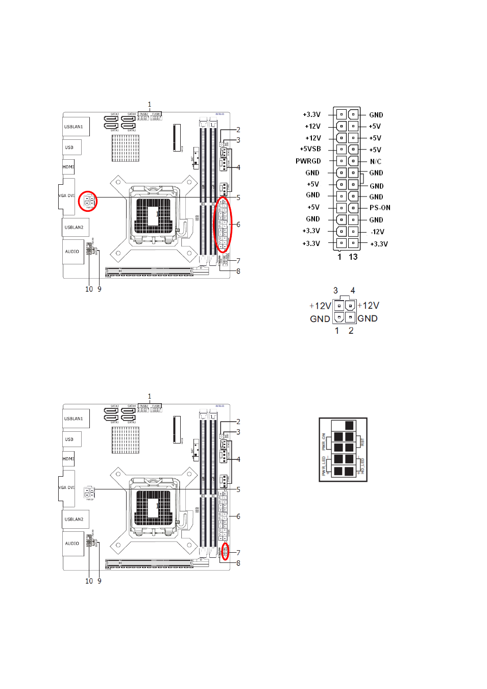 Atx power input connectors (pwr12v/atxpwr), Front panel switches (fpanel) | Avalue EMX-H61 User Manual | Page 11 / 12