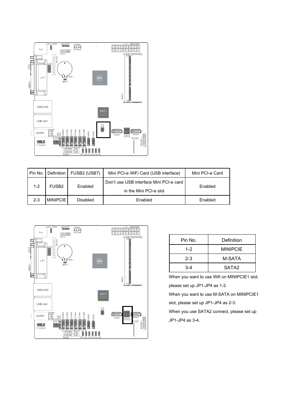 Ju1/ ju2, Jp1-jp4 | Avalue EMX-CDT User Manual | Page 10 / 16
