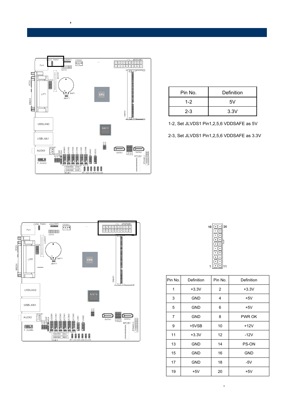 Setting jumpers & connectors, Lvds _pwr1, 20pin atxpwr | 3 setting jumpers & connectors, Emx-cdt user ’s manual emx-cdt user ’s manual 13, 1 lvds _pwr1, 2 20pin atxpwr | Avalue EMX-CDT User Manual | Page 13 / 48