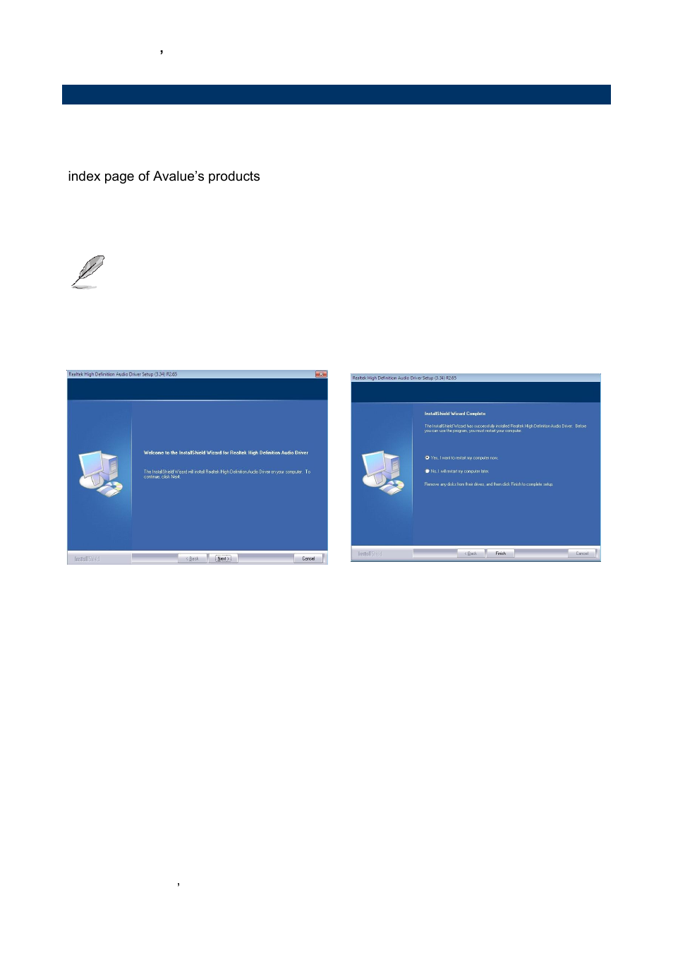 Install audio driver (for realtek alc661 hd audio) | Avalue EMX-CDT User Manual | Page 42 / 48