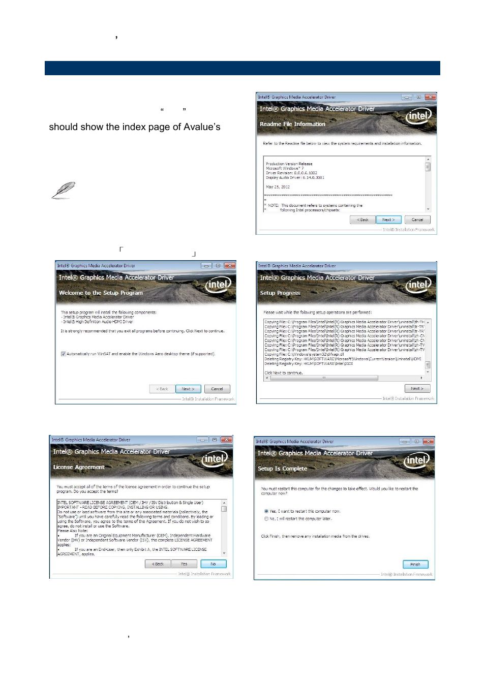 Install vga driver | Avalue EMX-CDT User Manual | Page 44 / 48
