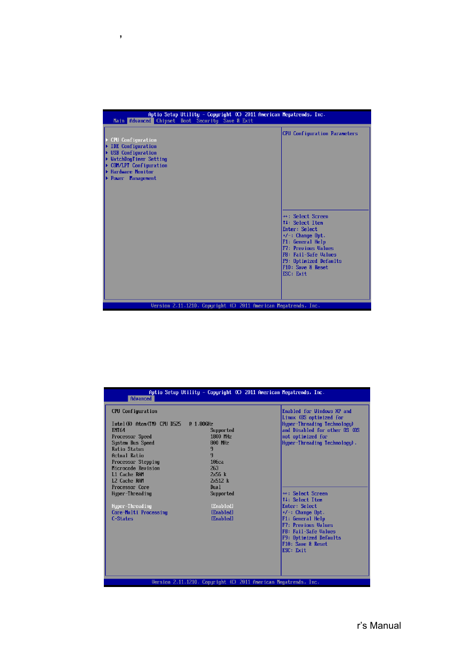 Advanced bios settings, Cpu configuration | Avalue EMX-PNVB User Manual | Page 35 / 61