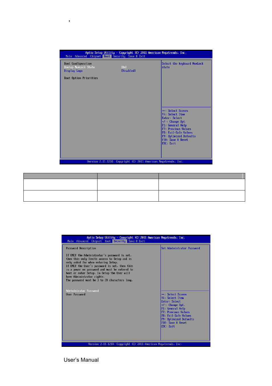 Boot settings, Security | Avalue EMX-PNVB User Manual | Page 50 / 61