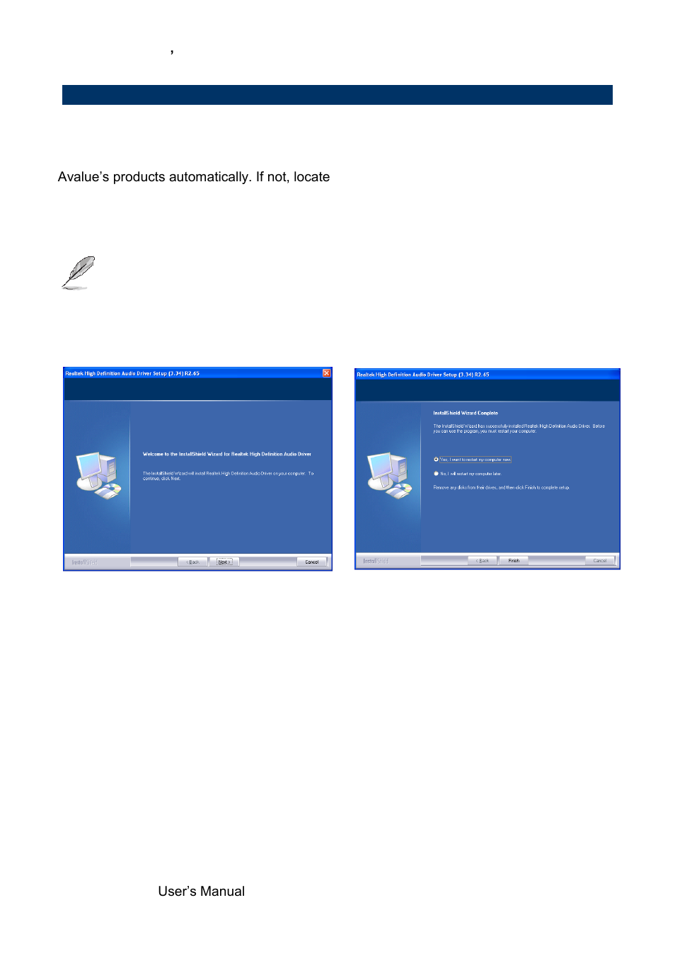 Install audio driver (for realtek alc661 hd audio) | Avalue EMX-PNVB User Manual | Page 58 / 61