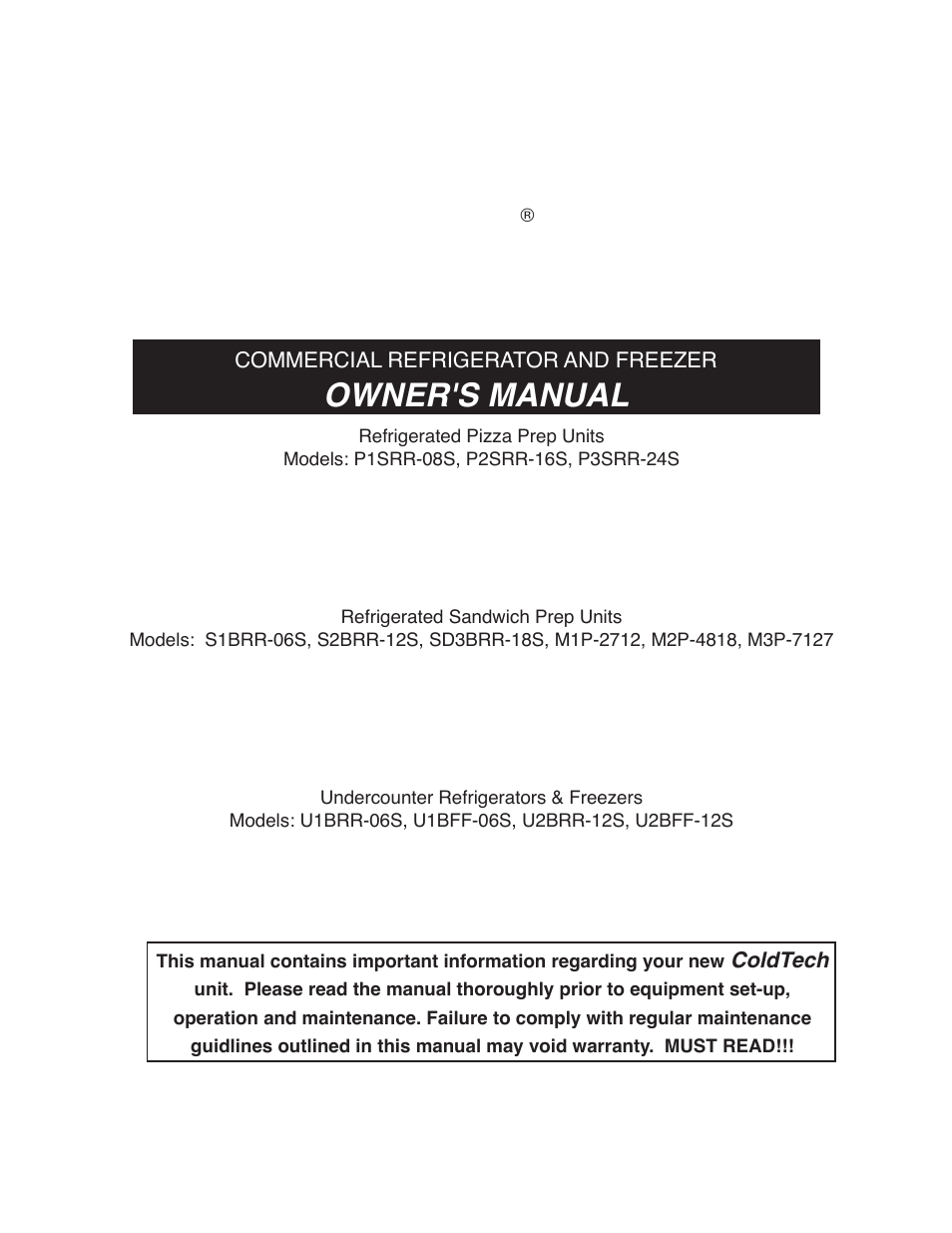 ColdTech U1BRR-06S User Manual | 8 pages