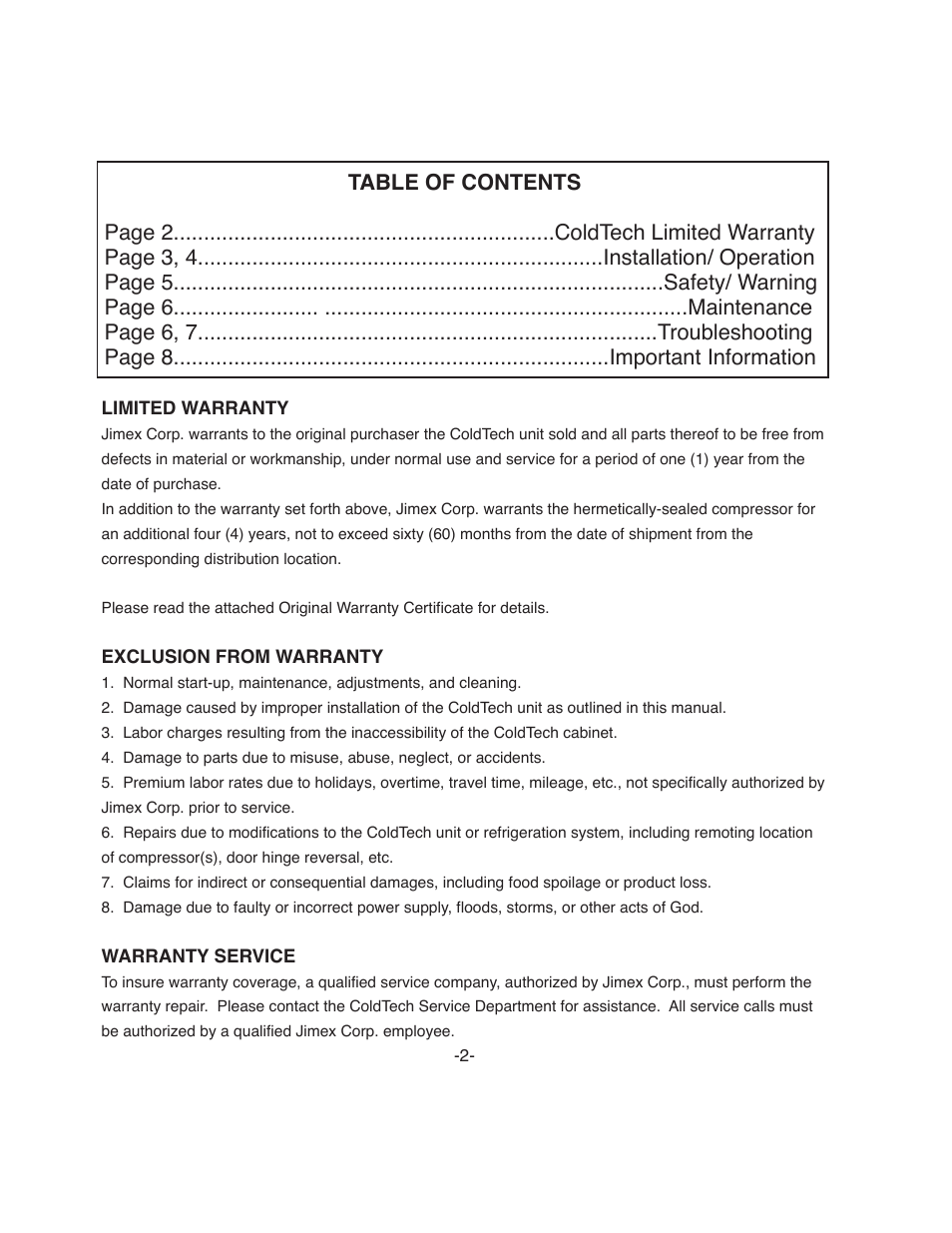 ColdTech U1BRR-06S User Manual | Page 2 / 8