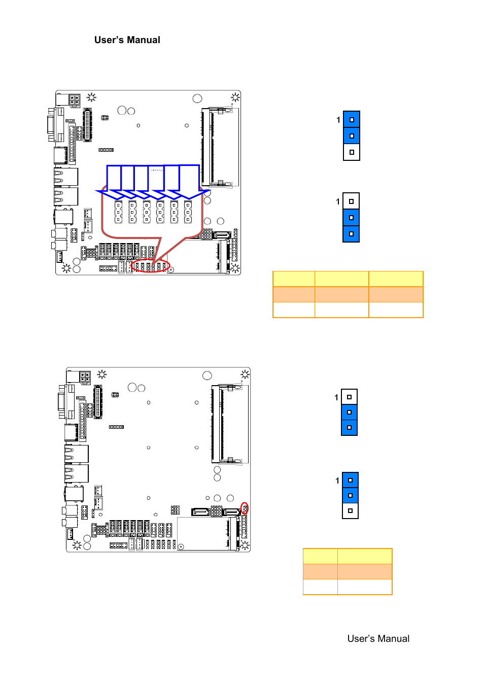 Jumper for serial port 1~6 selection (jc1~6), Jumper for msata pwr selection (j_msata_p) | Avalue EMX-CDD User Manual | Page 21 / 65